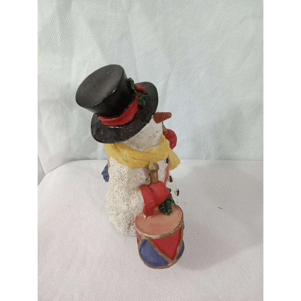 Snowman Figurines Vintage Resin Red White‎ Yellow Drum Christmas Holiday